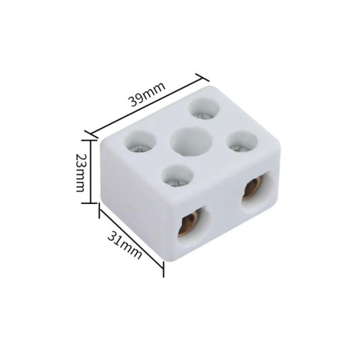 Cầu đấu điện bằng sứ,Chịu nhiệt độ cao,dòng tải lớn 30A,Kích thước 32×28×20mm