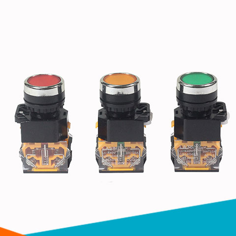 Nút nhấn nhả không đèn, có đèn công tắc đề xanh đỏ vàng phi 22